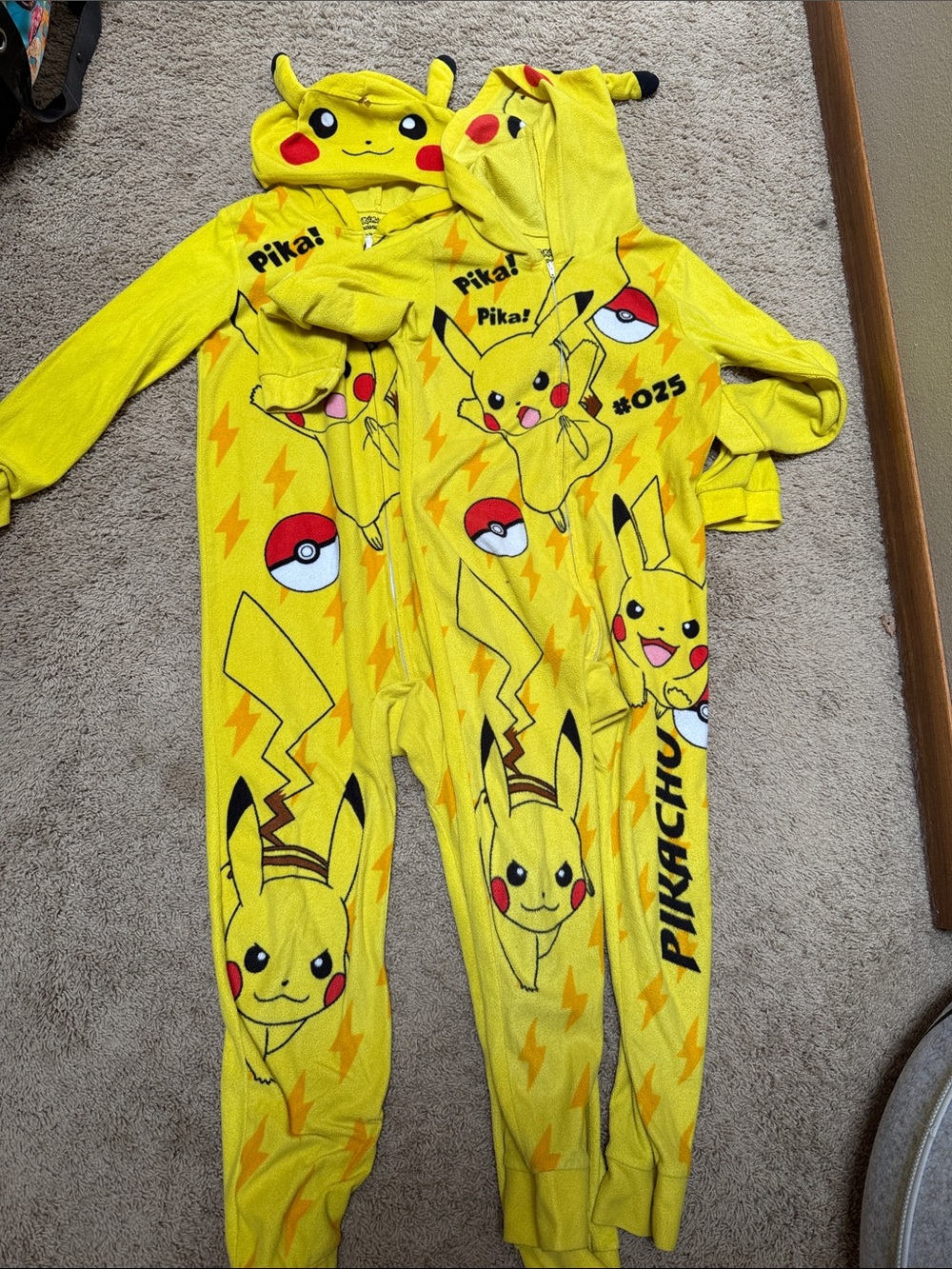 Pikachu Kids One-Piece Pajama Hooded Onesie - Bright Yellow